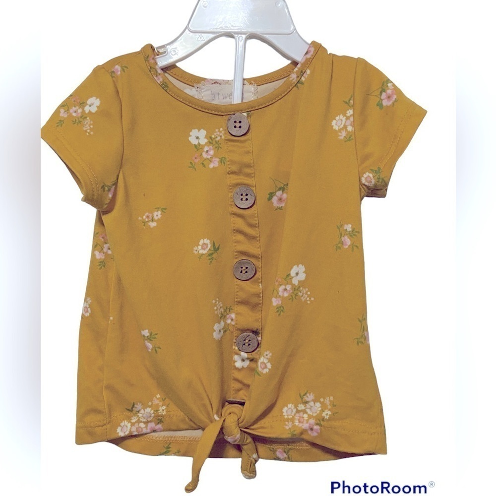 TODDLER floral mustard top size 2T.